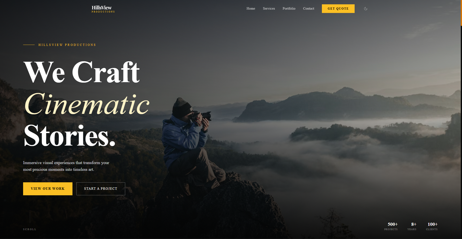 Hillsview Production landing page preview