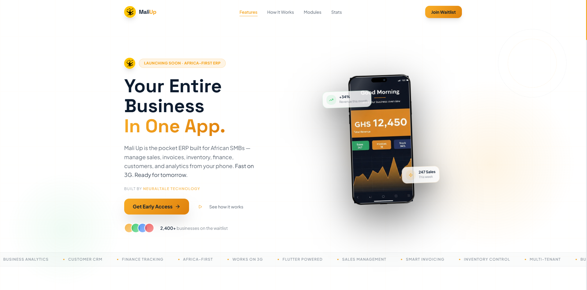 Mali Up landing page preview